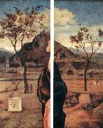 BELLINI, Giovanni Madonna and Child Blessing (details) oil painting on canvas